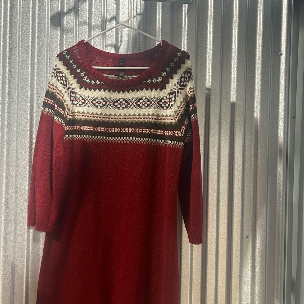 WOMENS FAIR ISLE M SWEATER  RED/WHITE/BLACK  LONG SLEEVE PULLOVER  size large